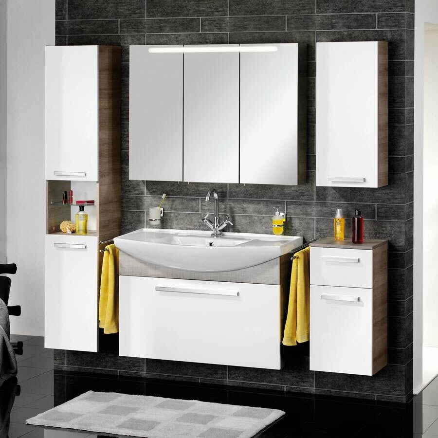 Fackelmann Badmöbelset A-Vero 102 Cm, Eiche Weiß – Bild 6