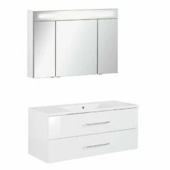 Fackelmann Badmöbelset B.Clever 120 Cm Mit Spiegelschrank, Weiß