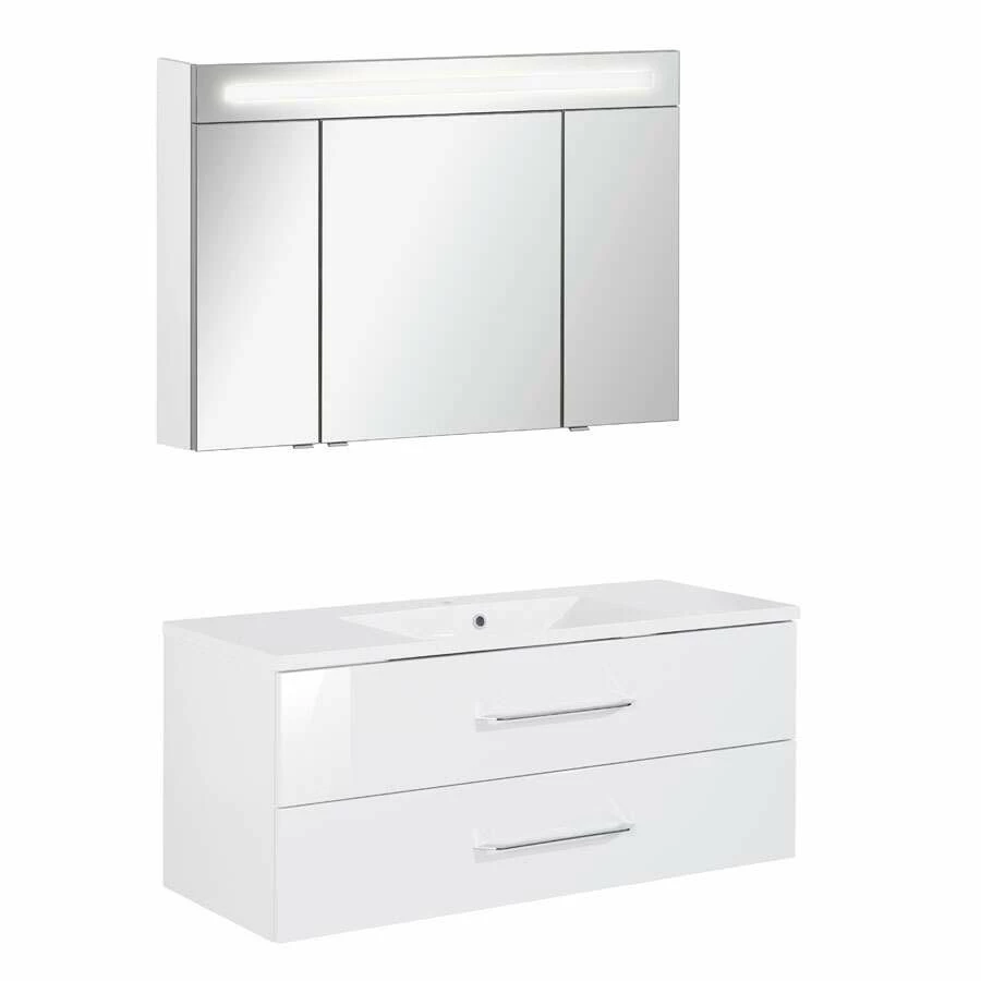 Fackelmann Badmöbelset B.Clever 120 Cm Mit Spiegelschrank, Weiß
