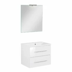 Fackelmann Badmöbelset B.Clever 60 Cm Mit Spiegel, Weiß