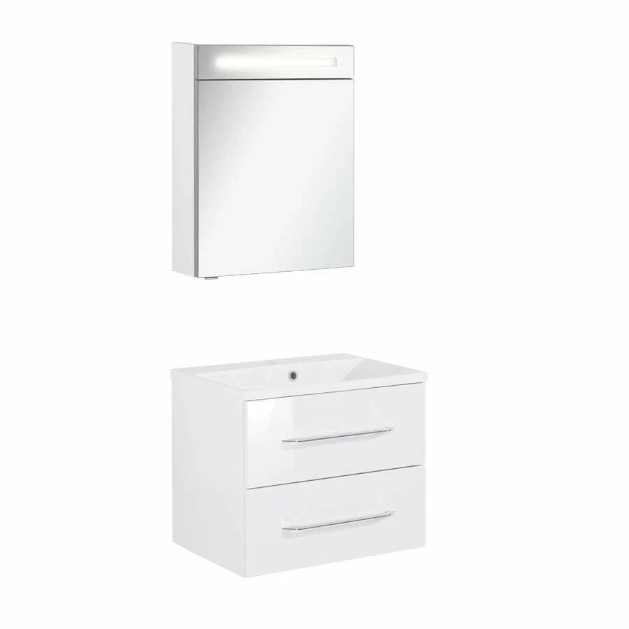 Fackelmann Badmöbelset B.Clever 60 Cm Mit Spiegelschrank, Weiß