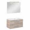 Fackelmann Badmöbelset B.Clever 90 Cm Mit Spiegel, Alaska Esche