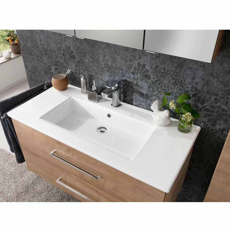 Fackelmann Badmöbelset B.Perfekt 100 Cm Mit Spiegel, Ast Eiche – Bild 4