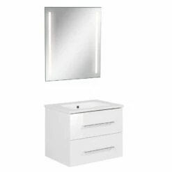 Fackelmann Badmöbelset B.Perfekt 60 Cm Mit Spiegel, Weiß