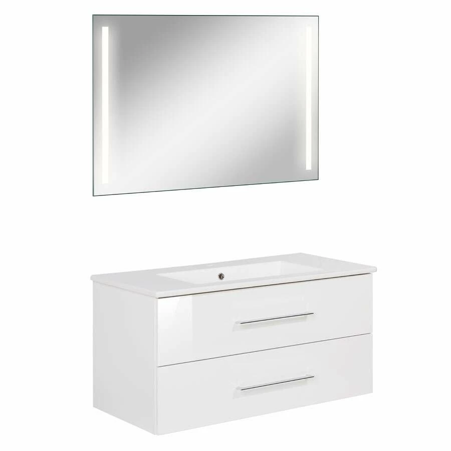 Fackelmann Badmöbelset B.Perfekt 100 Cm Mit Spiegel, Weiß