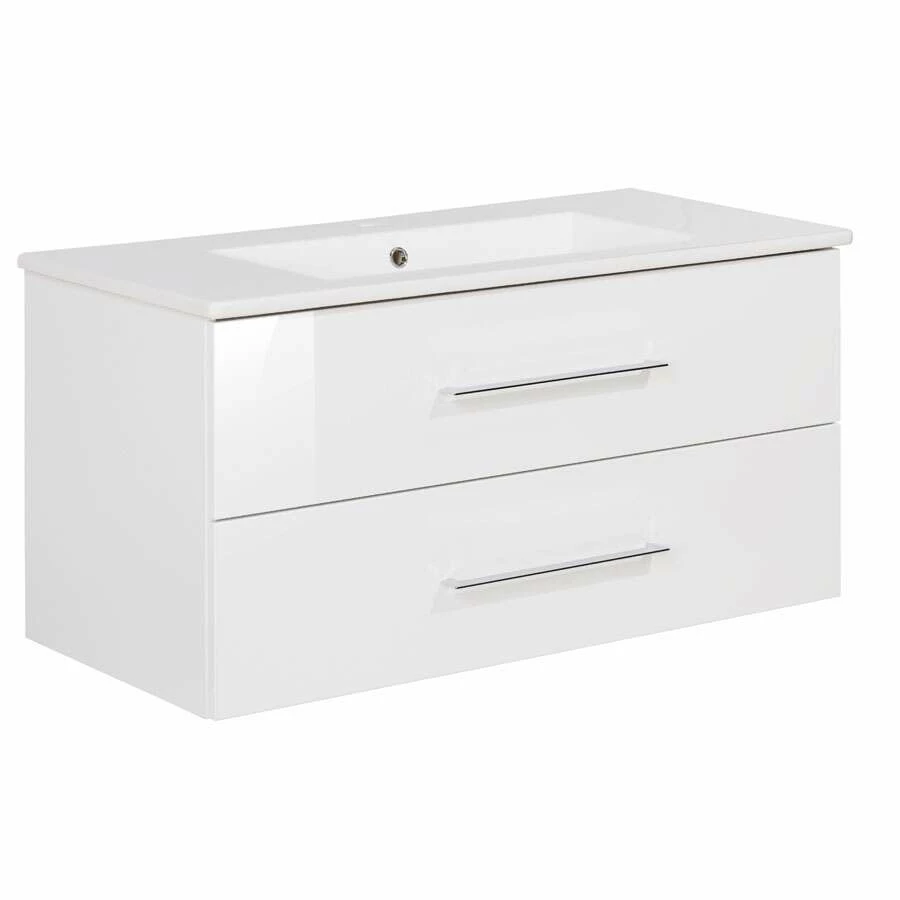 Fackelmann Badmöbelset B.Perfekt 100 Cm Mit Spiegel, Weiß – Bild 2