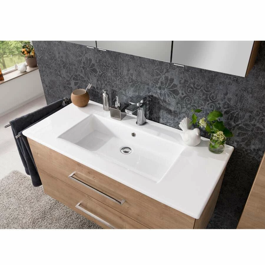 Fackelmann Badmöbelset B.Perfekt 100 Cm Mit Spiegelschrank, Ast Eiche – Bild 4