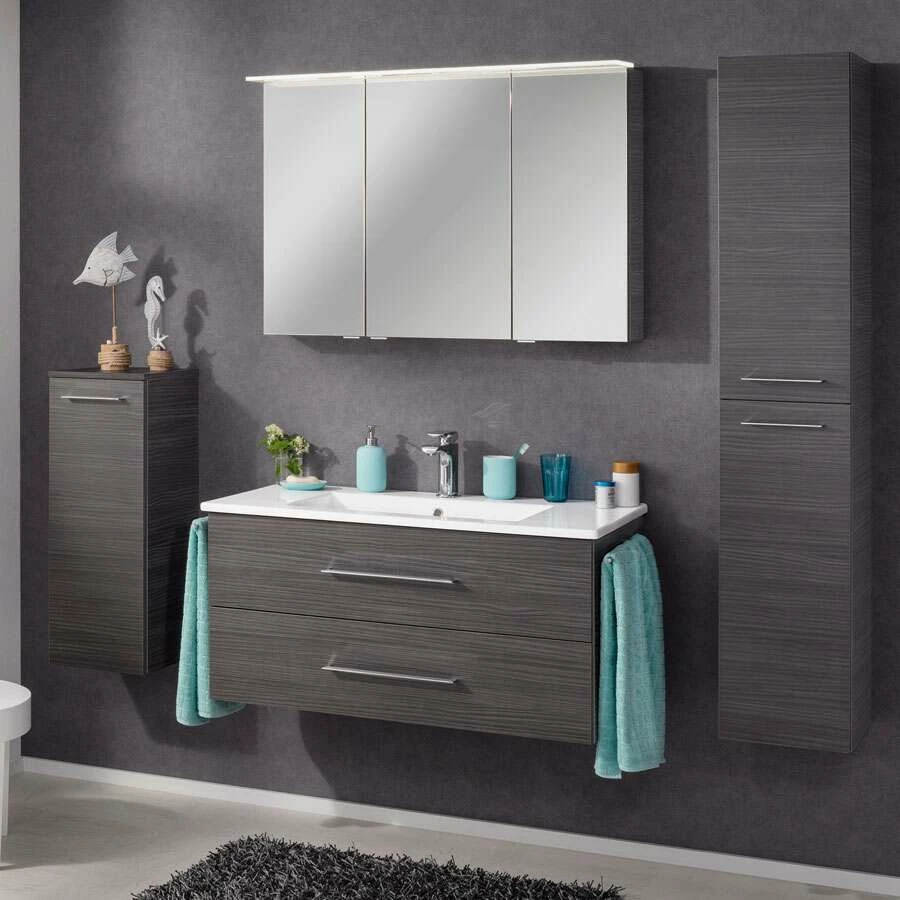 Fackelmann Badmöbelset B.Perfekt 100 Cm Mit Spiegelschrank, Dark Oak – Bild 6