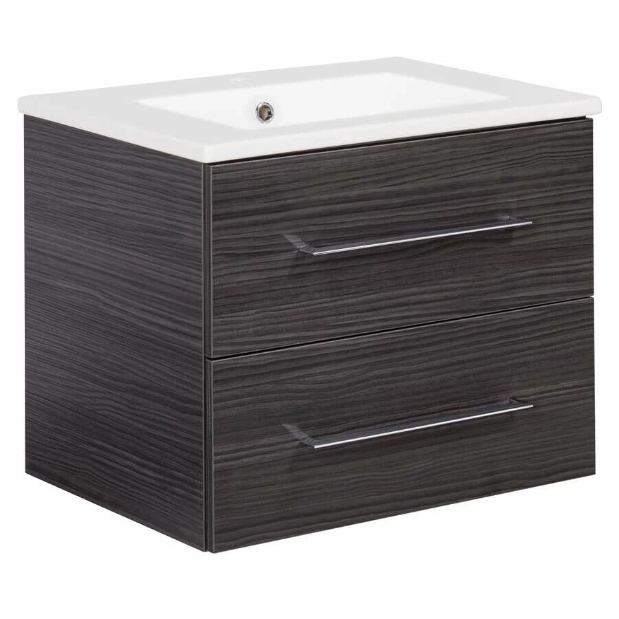 Fackelmann Badmöbelset B.Perfekt 60 Cm Mit Spiegel, Dark Oak – Bild 2