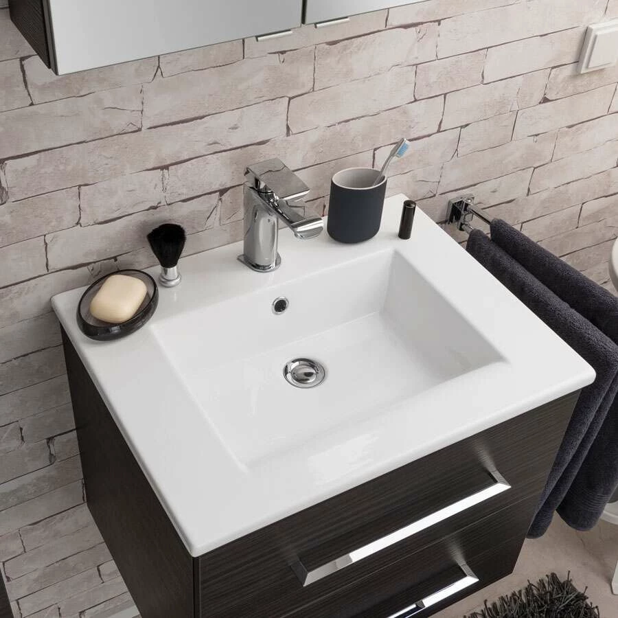 Fackelmann Badmöbelset B.Perfekt 60 Cm Mit Spiegel, Dark Oak – Bild 4