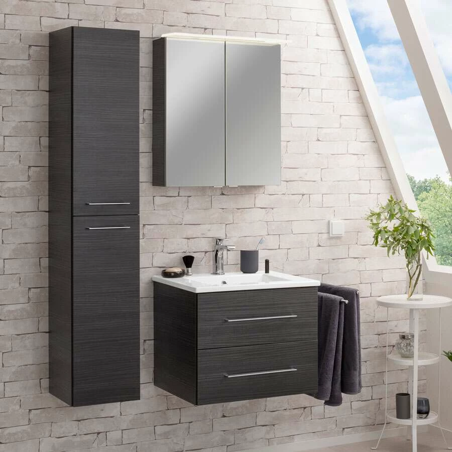 Fackelmann Badmöbelset B.Perfekt 60 Cm Mit Spiegel, Dark Oak – Bild 5