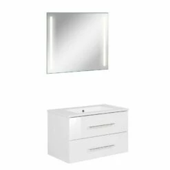 Fackelmann Badmöbelset B.Perfekt 80 Cm Mit Spiegel, Weiß
