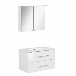 Fackelmann Badmöbelset B.Perfekt 80 Cm Mit Spiegelschrank, Weiß