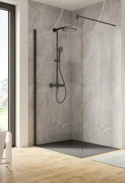 Schulte Garant 2.0 Duschwand Walk In Mit Stabilisationsbügel Black Style