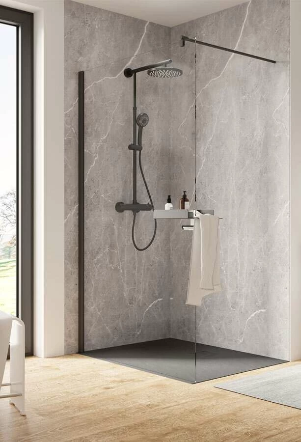 Schulte Garant 2.0 Duschwand Walk In Mit Ablage Black Style