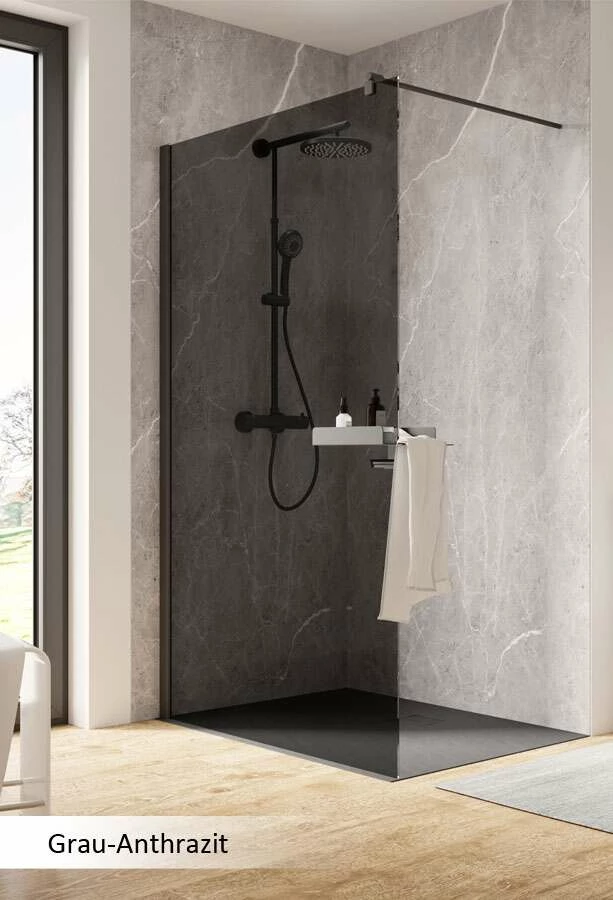 Schulte Garant 2.0 Duschwand Walk In Mit Ablage Black Style – Bild 4