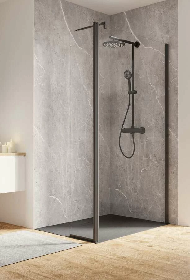 Schulte Garant 2.0 Duschwand Walk In Mit Beweglichem Element Black Style