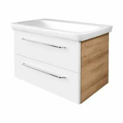 Fackelmann Badmöbelset Milano 90 Cm Ast Eiche, Weiß