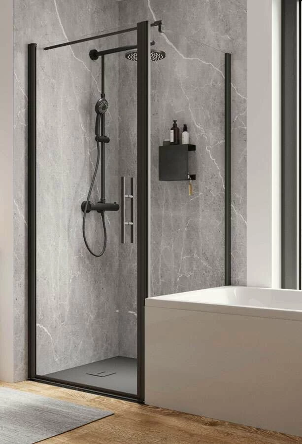 Schulte Garant 2.0 Drehtür Mit Verkürzter Seitenwand Auf Badewanne Black Style