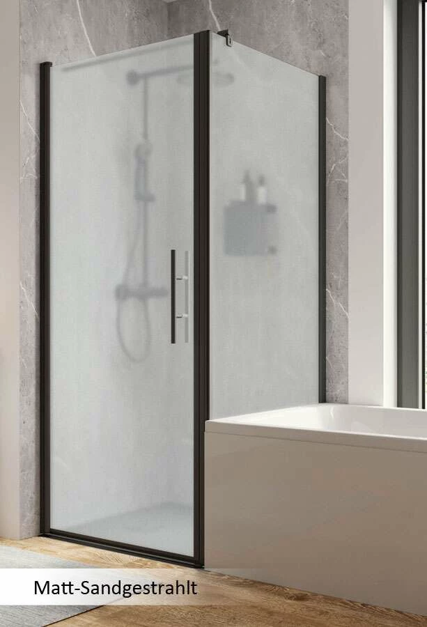 Schulte Garant 2.0 Drehtür Mit Verkürzter Seitenwand Auf Badewanne Black Style – Bild 7