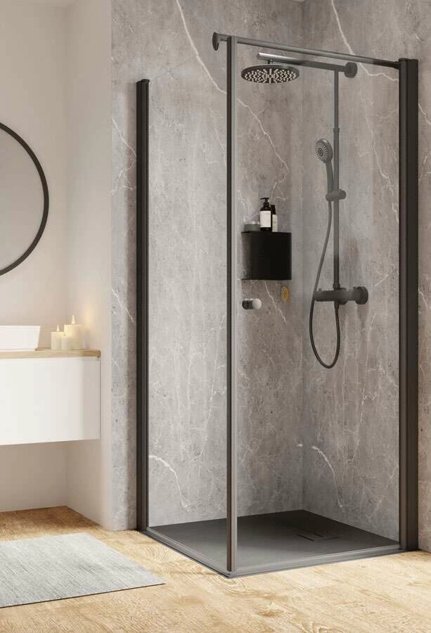 Schulte Garant 2.0 Drehtür Mit Schwenkbarer Seitenwand Black Style