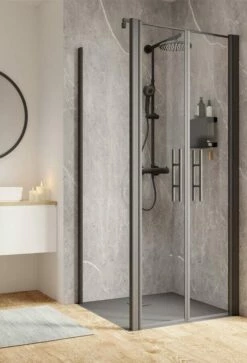 Schulte Garant 2.0 Pendeltür Mit Seitenwand 2-teilig Black Style