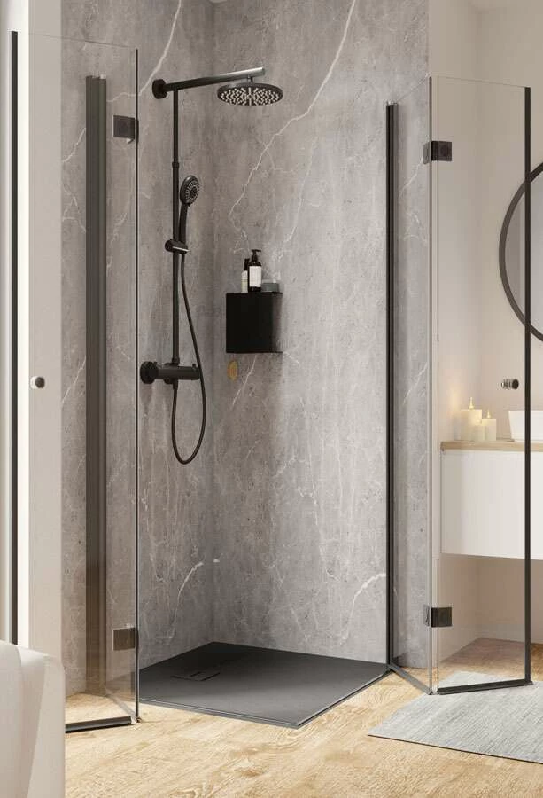 Schulte Garant 2.0 Drehfalttür Als Eckeinstieg Black Style – Bild 2