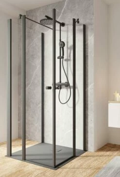 Schulte Garant 2.0 Eckeinstieg 4-teilig Inklusive Seitenwand Als U-Kabine Black Style