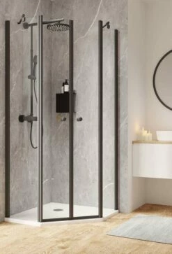 Schulte Garant 2.0 Fünfeckdusche 4-teilig Black Style