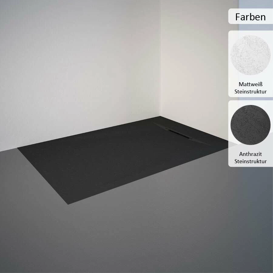 Schulte Duschwanne Mineralguss DWM-Tec Rechteck Mit Steinstruktur – Bild 2