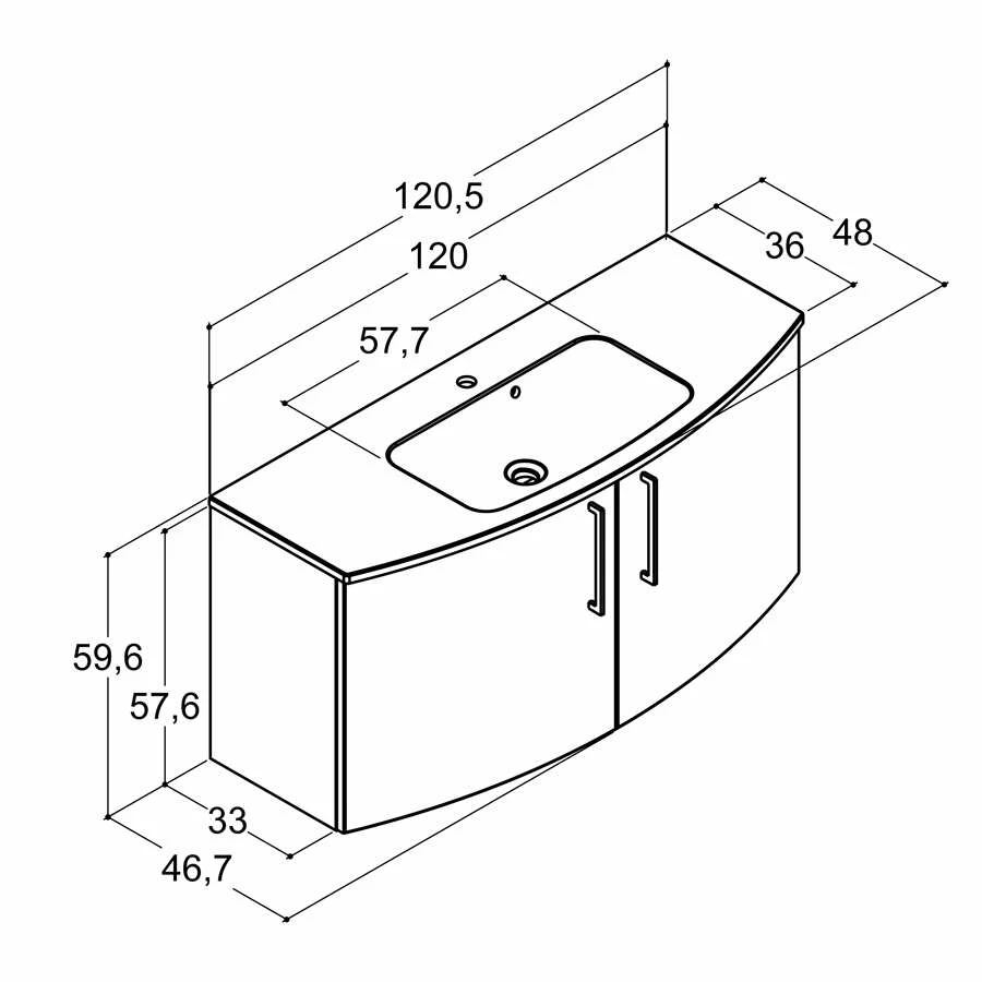 Dansani Badmöbelset Multo+ Limbo 120 Cm 2T, Weiß Hochglanz – Bild 3