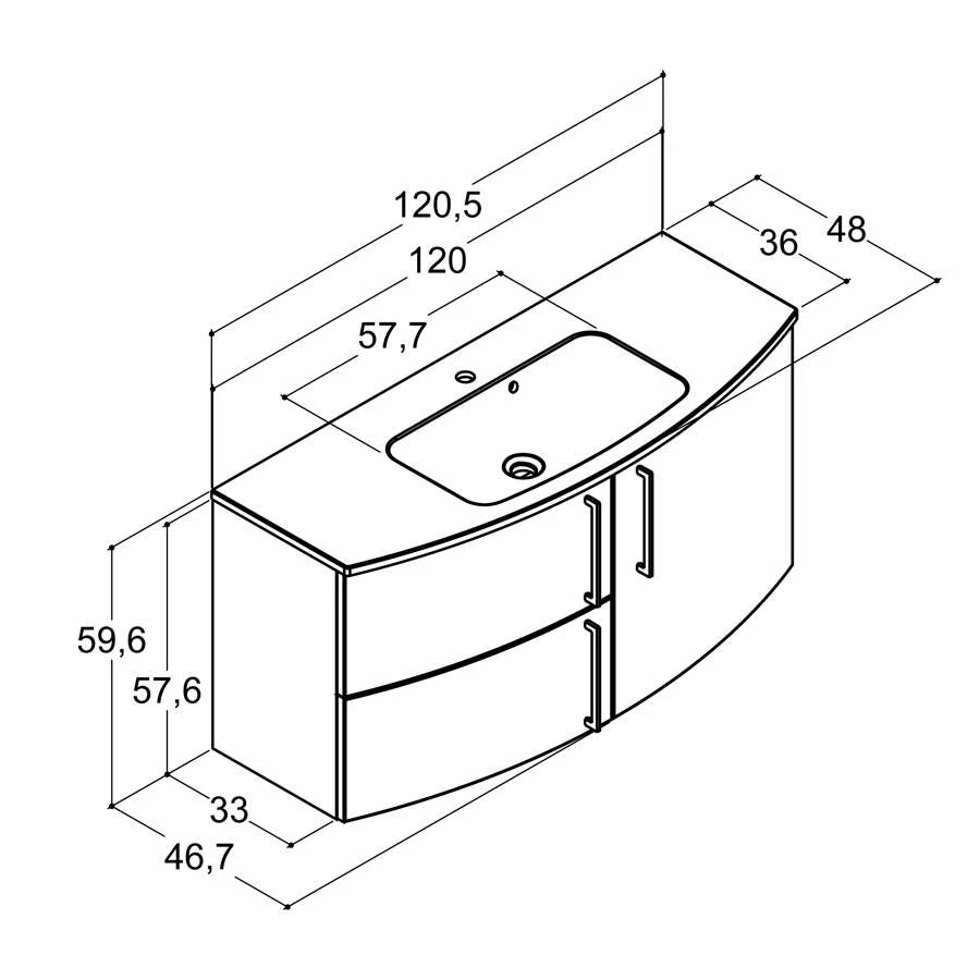 Dansani Badmöbelset Multo+ Limbo 120 Cm 2S 1T, Weiß Hochglanz – Bild 3