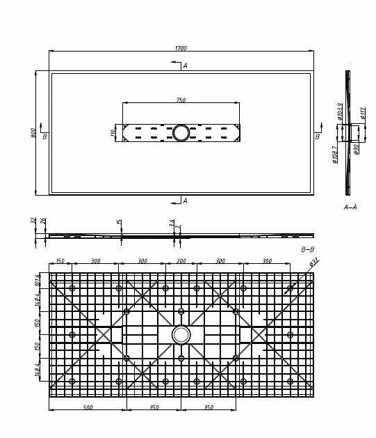 Duschwanne Duschmeister Sano 549 Mineralguss Grau 170x80 Cm Steinoptik – Bild 2