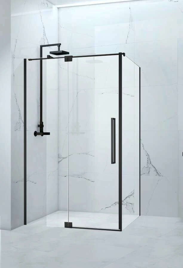 Duschmeister DrehtĂĽr Mit Seitenwand 120 90 Schwarz Matt Max F 106