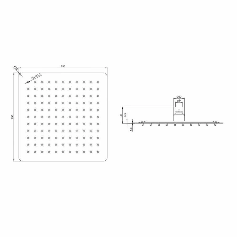 Duschmeister Kopfbrause Ultraflach Edelstahl Max F 118 Chrom 25 X 25 X 2 Eckig – Bild 4