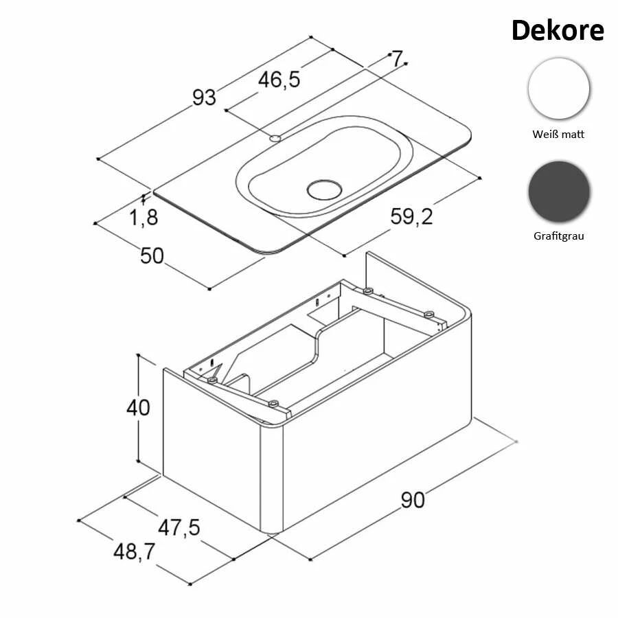 Dansani Curvo Badmöbel 90 Cm – Bild 4