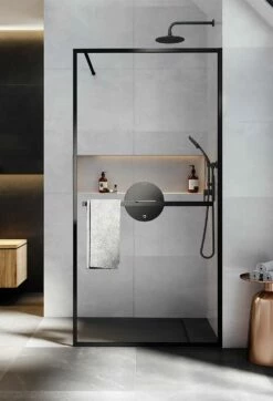 Profiltek FIXED NORDIC Duschwand 8 Mm SOUNDPANEL Black Schwarz Matt