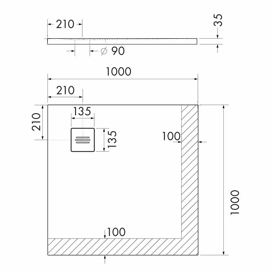 Ottofond Duschwanne Nevis Quadrat Mineralguss Steinstruktur Ultraleicht – Bild 4