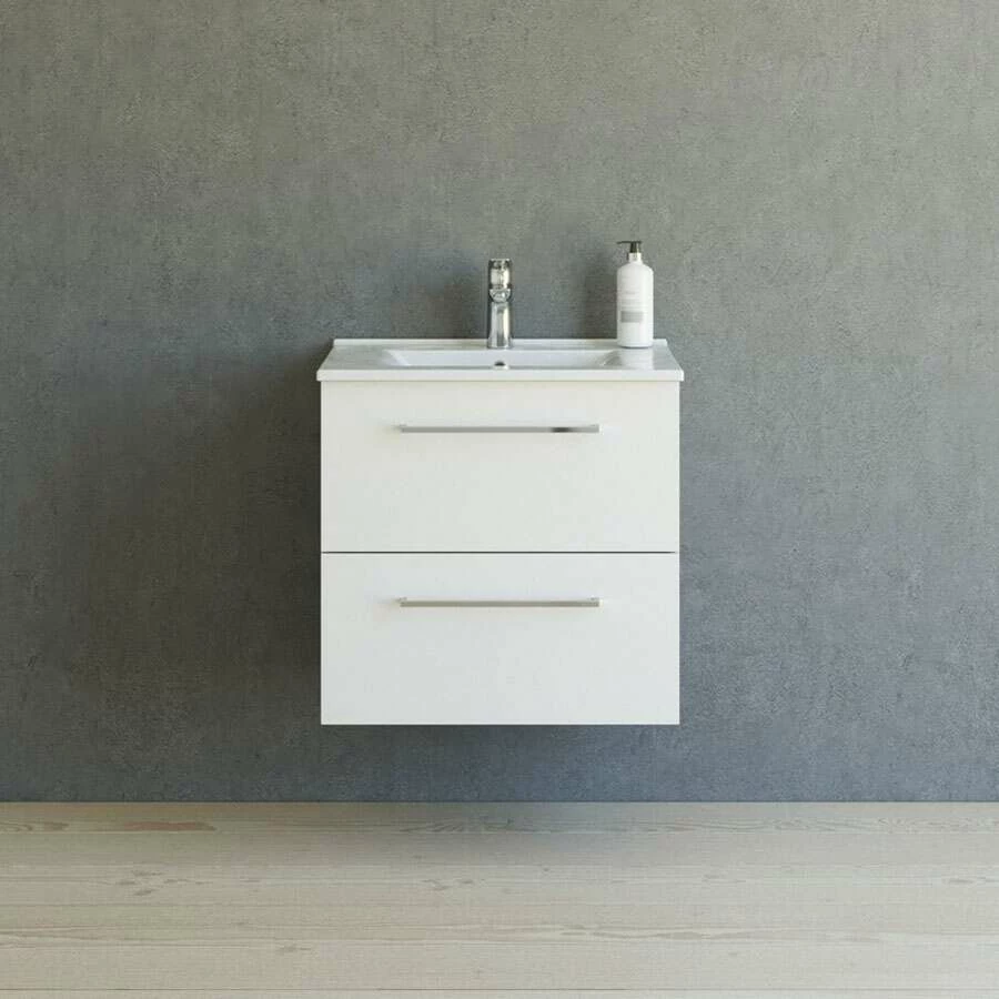 Dansani Mido+ Möbelset Mit Amber Keramik Waschtisch Und 2 Schubladen Weiß Matt 61 Cm