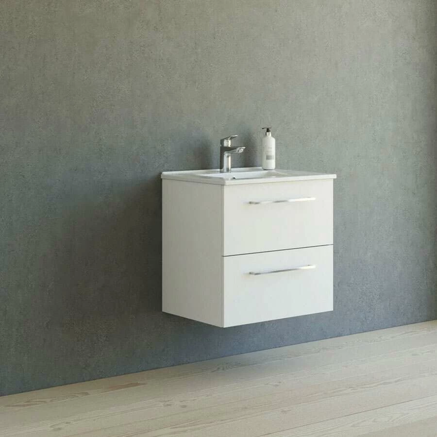 Dansani Mido+ Möbelset Mit Amber Keramik Waschtisch Und 2 Schubladen Weiß Matt 61 Cm – Bild 2