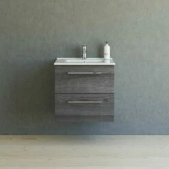 Dansani Mido+ Möbelset Mit Amber Keramik Waschtisch Und 2 Schubladen Pine Grey 61 Cm