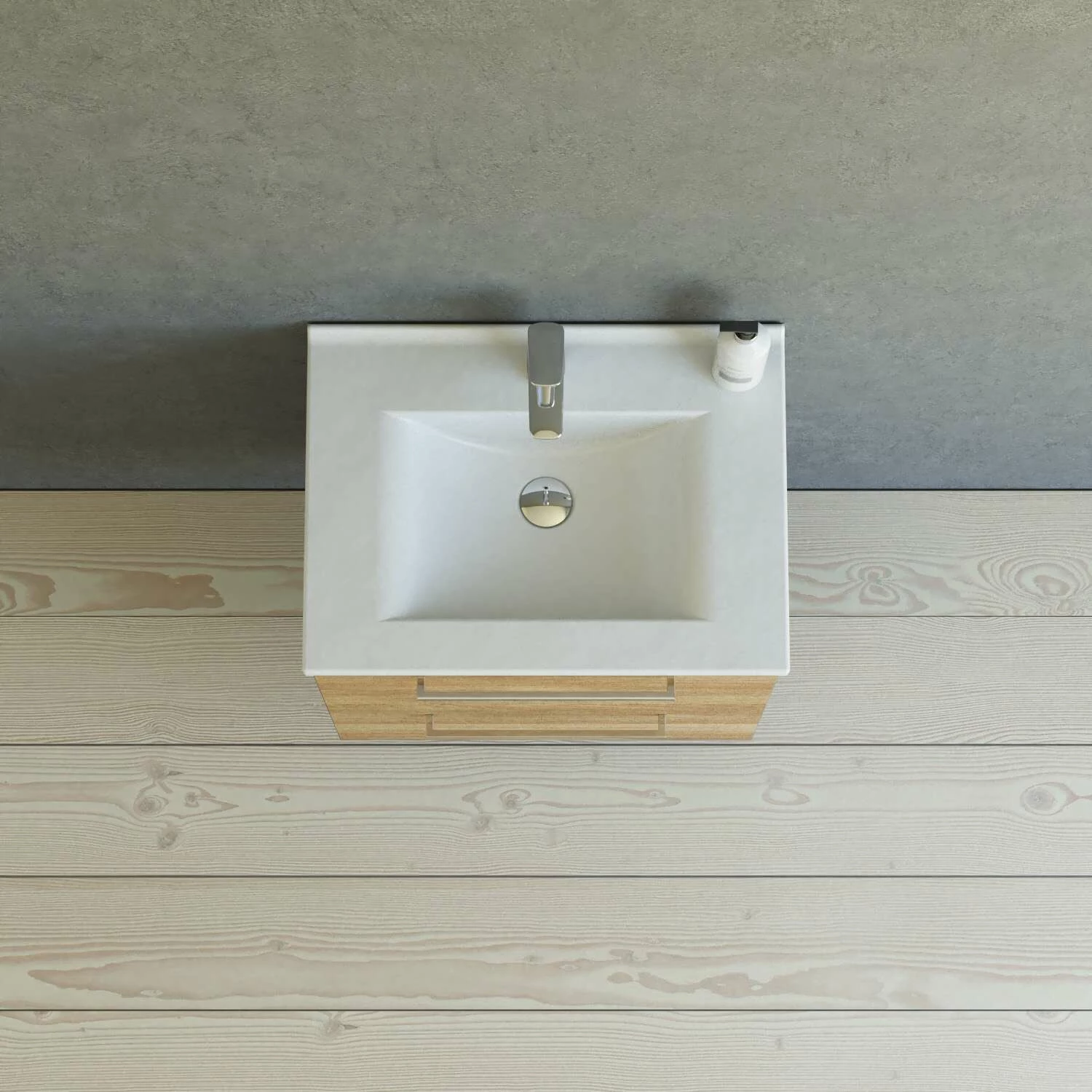 Dansani Mido+ Möbelset Mit Amber Keramik Waschtisch Und 2 Schubladen Warme Eiche 61 Cm – Bild 2