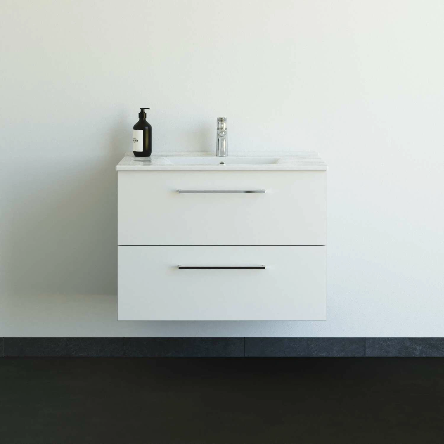 Dansani Mido+ Möbelset Mit Amber Keramik Waschtisch Und 2 Schubladen Weiß Matt 81 Cm