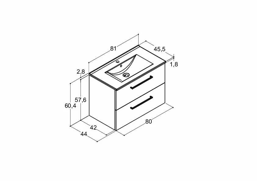 Dansani Mido+ Möbelset Mit Amber Keramik Waschtisch Und 2 Schubladen Weiß Matt 81 Cm – Bild 4