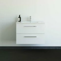 Dansani Mido+ Möbelset Mit Amber Keramik Waschtisch Und 2 Schubladen Weiß Hochglanz 81 Cm