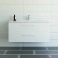 Dansani Mido+ Möbelset Mit Amber Keramik Waschtisch Und 2 Schubladen Weiß Hochglanz 121 Cm