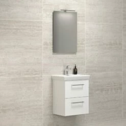 Dansani Spar-Set Multo+ Lotto Mit Spiegel Und Lampe Weiß Hochglanz 55 Cm