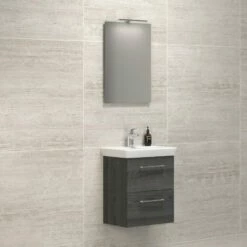 Dansani Spar-Set Multo+ Lotto Mit Spiegel Und Lampe Pine Grey 55 Cm