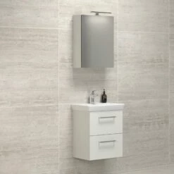 Dansani Spar-Set Multo+ Lotto Mit Spiegelschrank Und Lampe Weiß Matt 55 Cm