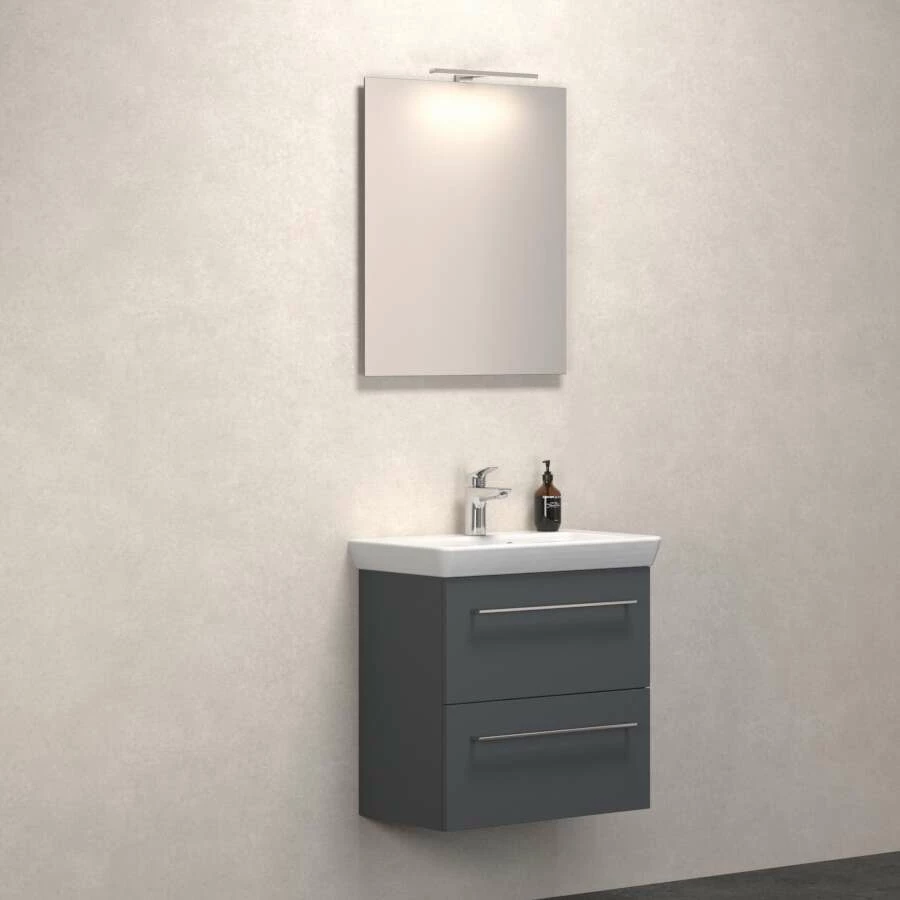 Dansani Spar-Set Multo+ Lotto Mit Spiegel Und Lampe Grau Matt 65 Cm